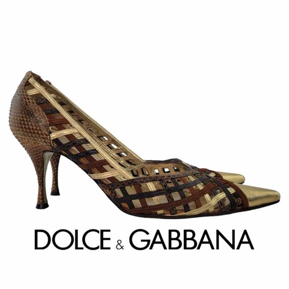 Dolce & Gabbana Shoes - AUTHENTIC DOLCE & GABBANA WOVEN PUMPS WITH MULTI-COLOR LEATHER Sz 38 (US 8)